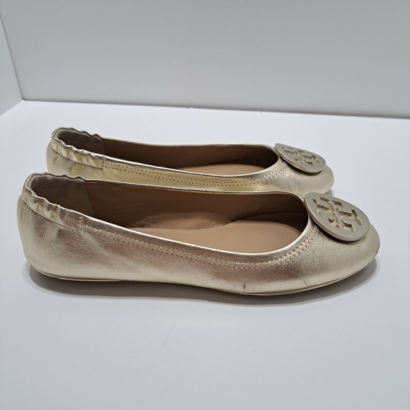 Tory Burch Metallic Gold Ballet Flats Size 7.5 M - Picture 3 of 16